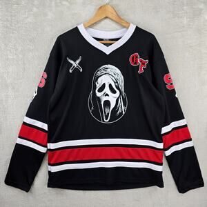 Bioworld Ghost Face Hockey Jersey Mens Medium Black Scream Horror Movie 96